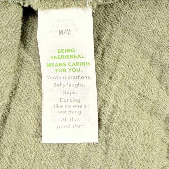 Aerie Pool To Party Boho Olive Green Crochet Halter Mini Cottagecore Dress Sz M - Picture 10 of 11